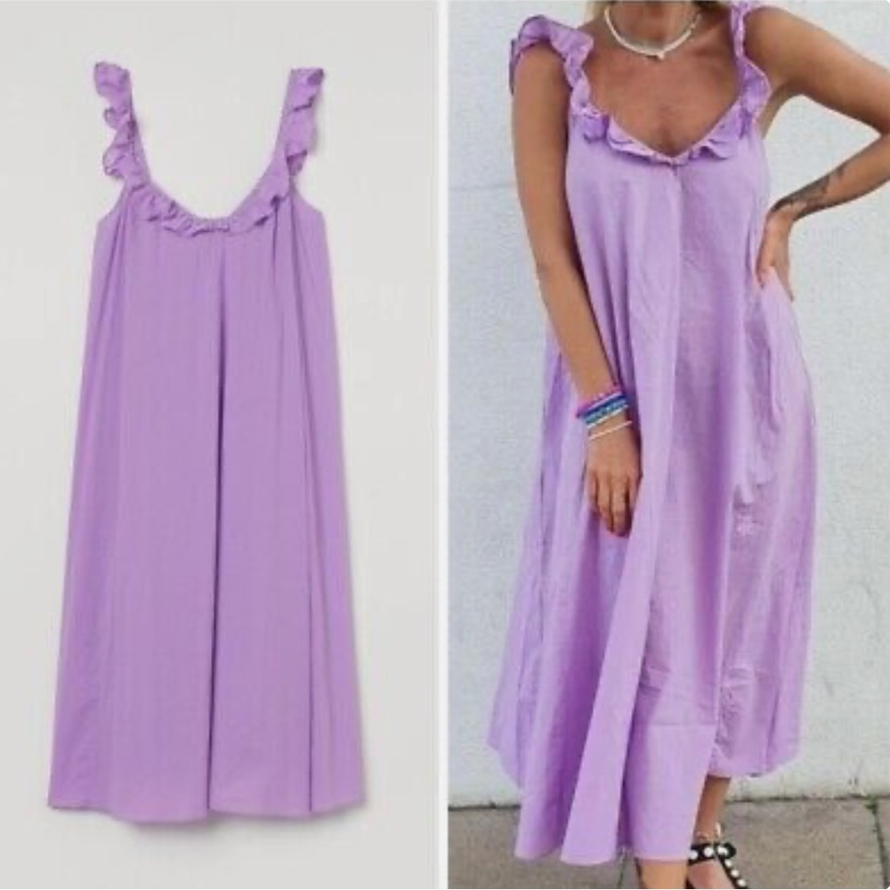 H&M purple ruffle maxi dress